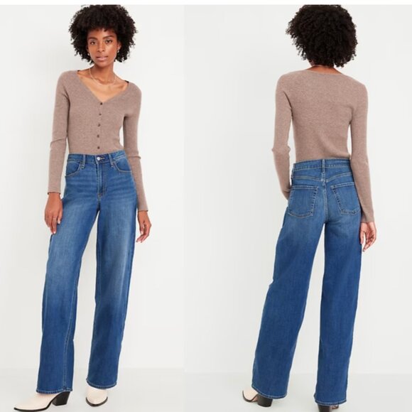 Old Navy NWT High rise wow wide leg jeans size 10 short - Picture 1 of 13
